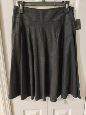 Apostrophe Stretch Women's Black Flared Linen Rayon Skirt Size 2 NWT